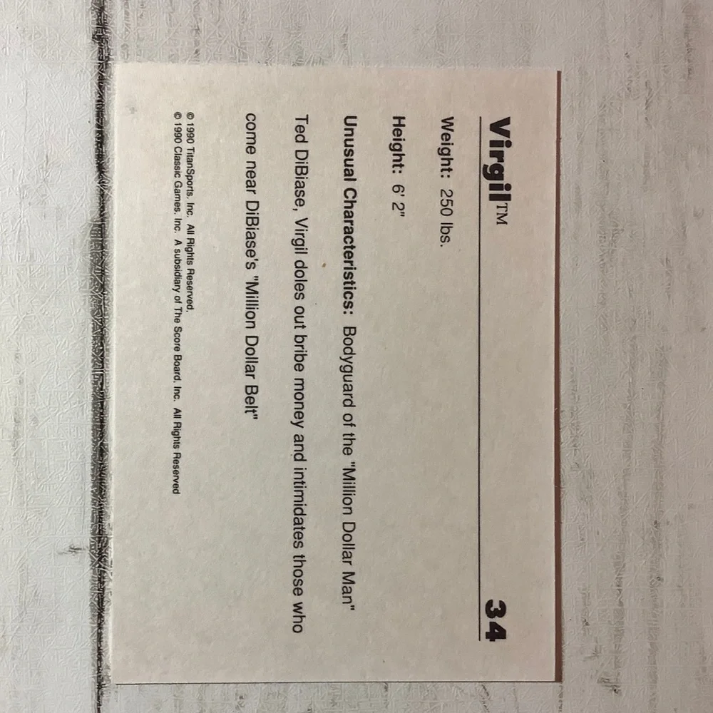 VIRGIL 1990 CLASSIC WRESTLING CARD # 34